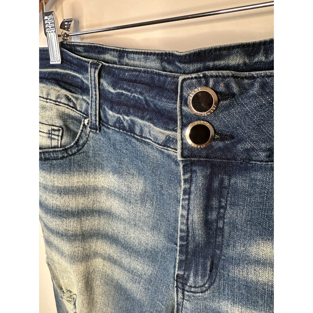 FLAMINGALS Cross Embroidery Ripped Double Button Mid Rise Bootcut Jeans 2XL - Picture 10 of 15